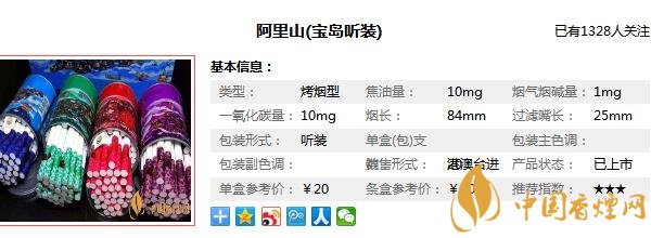 阿里山1905多少钱一罐 阿里山香烟1905铁罐价格图片