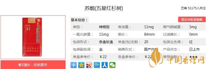 苏烟五星红杉树价格及口感分析 性价比高又显档次