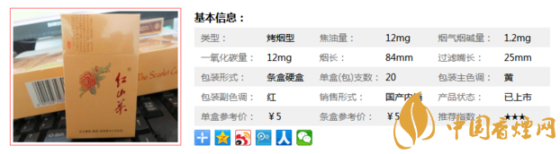 红山茶精品香烟价格表【内附图片】